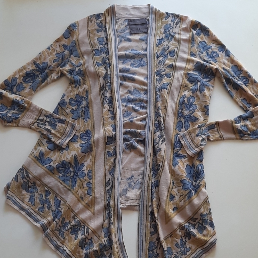 Anthropologie Guinevere cardigan beige blue xs - Picture 7 of 10